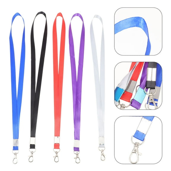 ELAYARD 5-Pack Red Polyester Lanyards for ID Badges and Name Tags, Office and Event Badge Holders