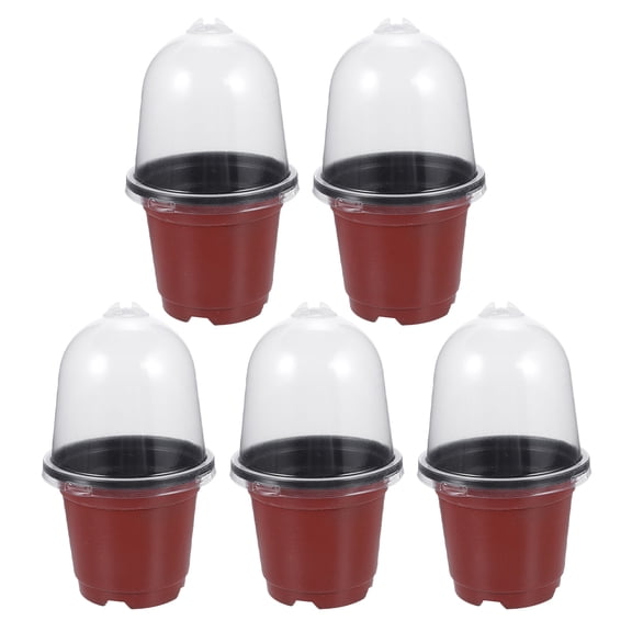 ELAYARD 5Pcs Space Saving Red Planter Pots with Humidity Dome for Versatile Gardening
