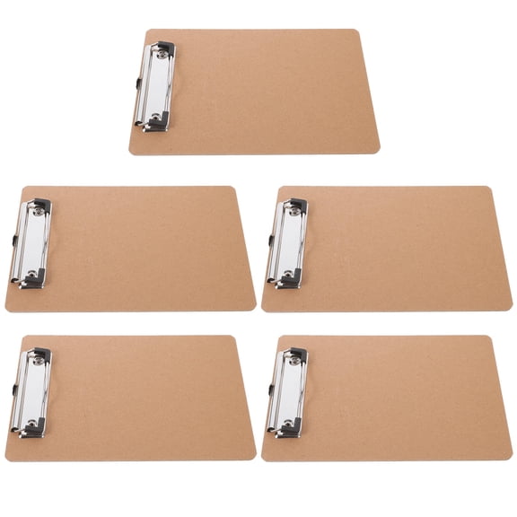 ELAYARD 5Pcs Portable Clipboard Light Brown Wood and Iron Multifunctional Writing Board for Home Use