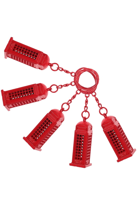 5pcs Decorative Keychain Pendant UK Keyring Red Alloy for Everyday Life