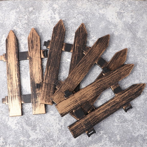 ELAYARD 5Pcs Plastic Christmas Tree Fence for Garden with Dark Brown Decorative Outdoor Lawn Border