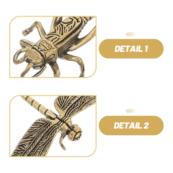 ELAYARD Set of 5 Brass Dragonfly Figurines Vintage Metal Insect Ornaments Rustic Home Decor Accents