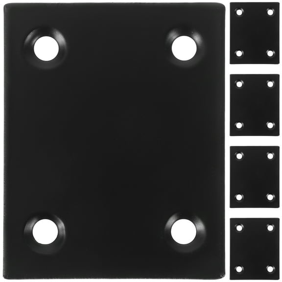 ELAYARD 5-Pack Black Stainless Steel Straight Brackets Metal Plates for Wood Furniture Repair and Assembly