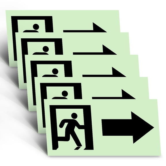 ELAYARD 5Pcs Removable Glowing Direction Stickers Waterproof Public Guide for Malls