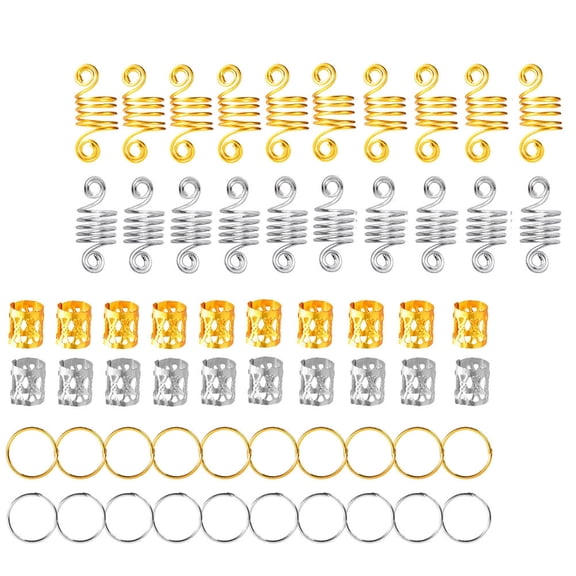 ELAYARD 60Pcs Hollow Metal Hair Cuffs Decorative Dreadlocks Rings for Hair Styling