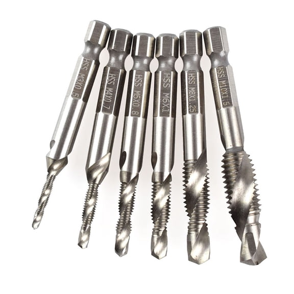 ELAYARD 6-Piece Rust-Resistant Drill and Tap Bit Set for Metal, Iron, and Heavy-Duty Drilling Tasks