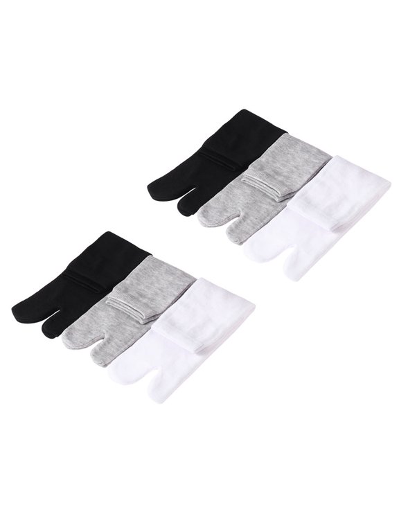 6 Pairs Breathable Two Toe Socks for Women and Men, Comfortable Supple Stockings with Simple Universal Design