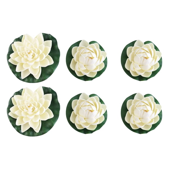 ELAYARD Set of 6 Floating Artificial Water for Indoor and Outdoor Pond Decoration, Realistic Flowers