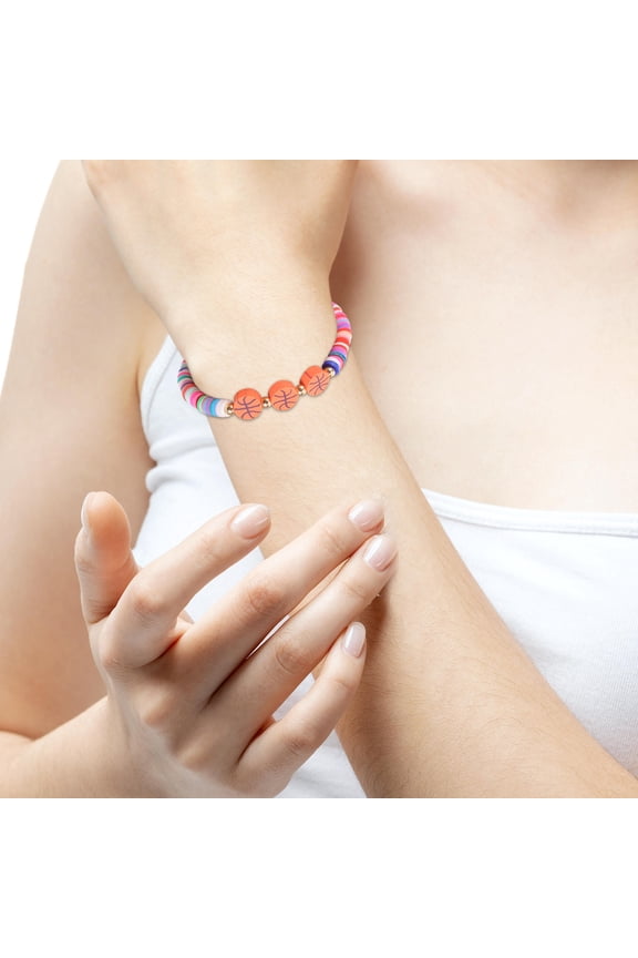 Basketball Bracelets Multi Color Soft Clay Metal Decor Use 6Pcs