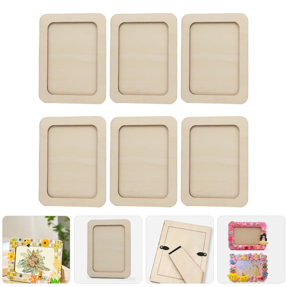 ELAYARD 6-Pack Natural Wood Picture Frames for Crafts, Home Decoration, Kids and Family Projects