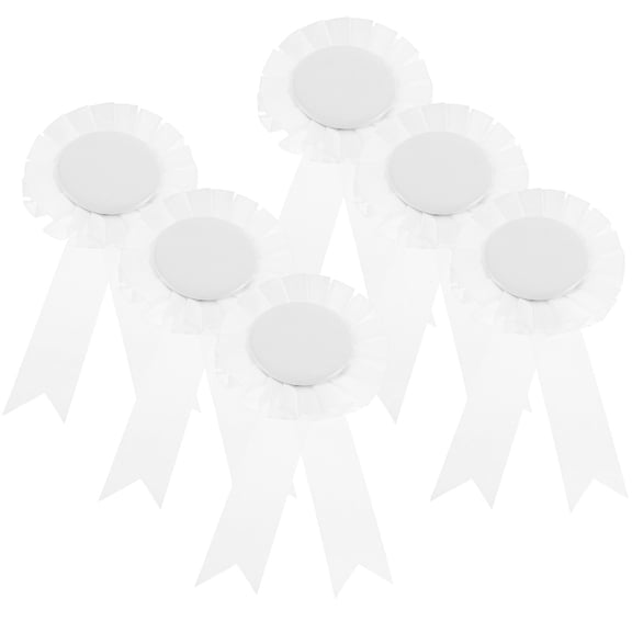 ELAYARD 6Pcs White Blank Name Ribbon Badges for Handicraft Decoration Use
