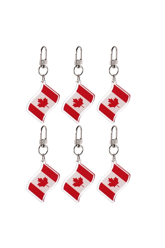6Pcs Canadian Maple Leaf Keychain Durable Metal Flag Keepsake for Daily Use