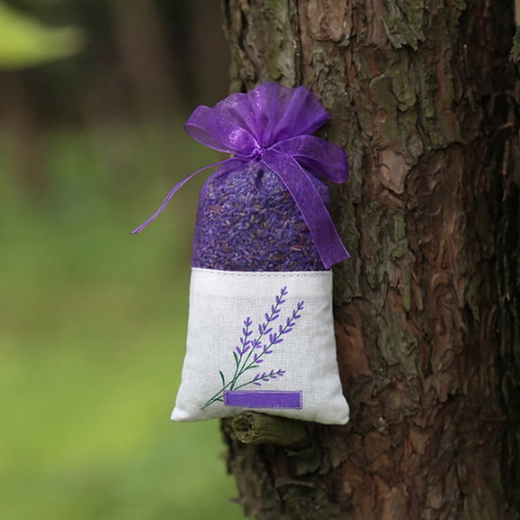 ELAYARD Lavender Sachet Bags with Embroidered Texture, Sturdy Portable Ribbon, Set of 6 Pieces for Home and Closet