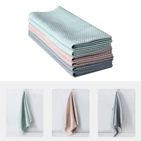 ELAYARD Fiber Glass Cleaning Cloths, Assorted Colors, 6-Pack and Reusable Wipes for Electronics and Household Use