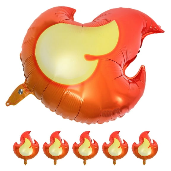 ELAYARD 6Pcs Flame Shaped Aluminum Film Balloons Red Fire Party Balloons for Unique Birthday Decor