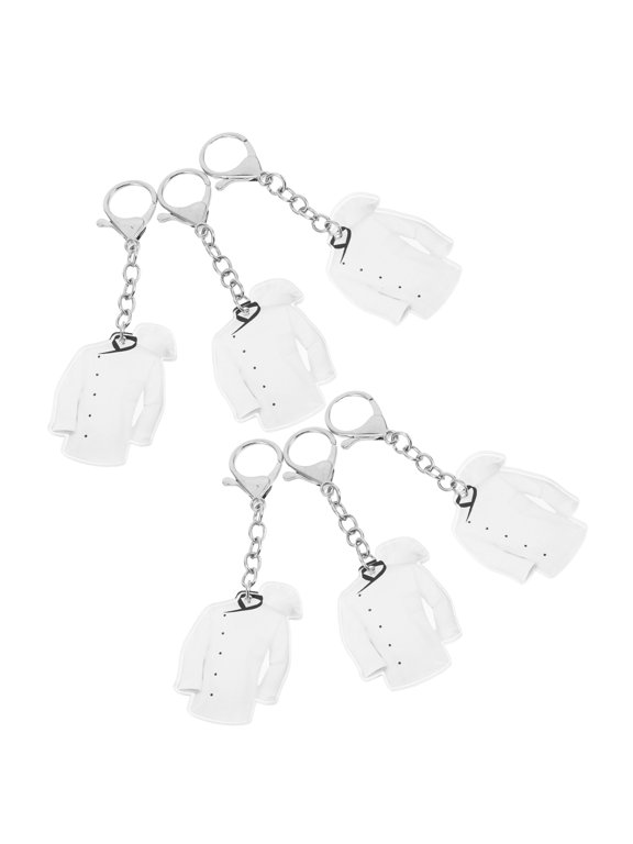 Funny Chef Keychain White Acrylic Kitchen Staff Gift for Home 6Pcs