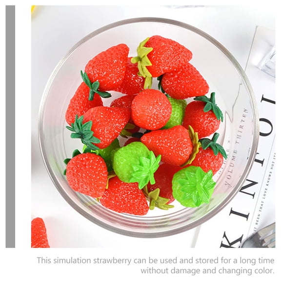 ELAYARD Strawberry Model Red PVC Lifelike Decor for Home and Photography 6Pcs