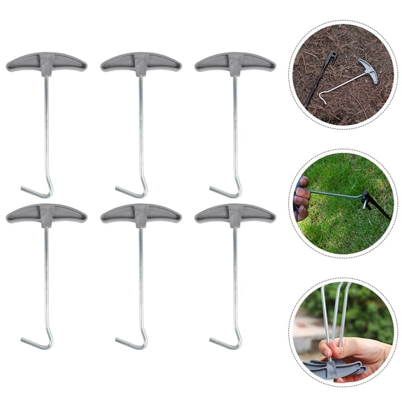 ELAYARD 6Pcs Camping Tent Spike Puller Grey Multi Use Portable Tool for Tent Accessories Inside