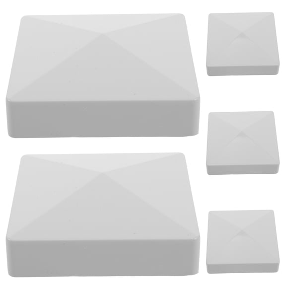 ELAYARD 6Pcs PVC Fence Post Caps Grey Weather Resistant Decorative Pyramid Post Covers for Garden Decks