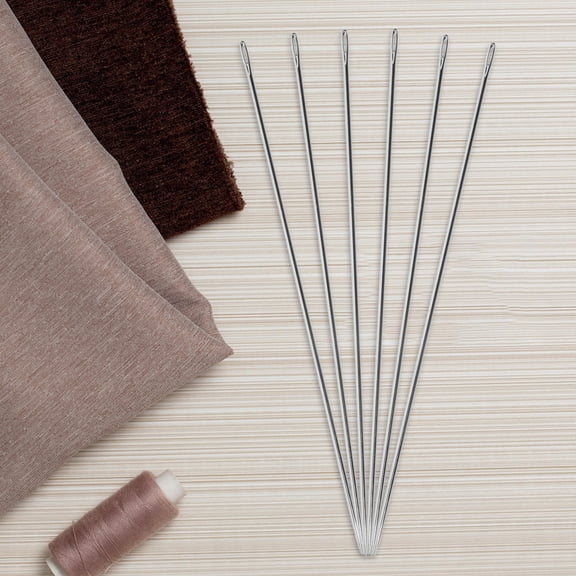 ELAYARD 6Pcs Professional Plated Silver Darning Needles Convenient Large Eye Needles for Knitting