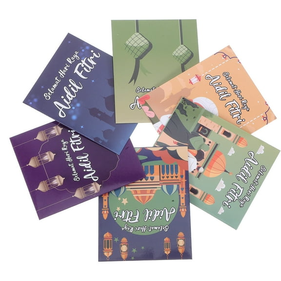 ELAYARD Eid Mubarak Envelopes Assorted Color Spacious Capacity for Bills 6Pcs