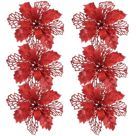 ELAYARD 6Pcs Christmas Decorative Red Artificial Flowers for Outdoor Tree Door Decor