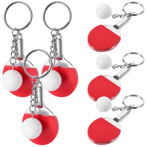 ELAYARD 6-Pack Mini Metal Tennis Keychains Red Bag Charms Party Favors for Pong Fans and Sports