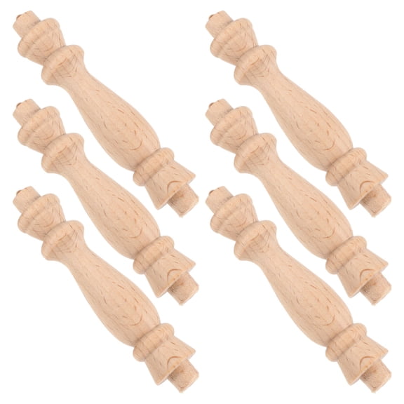 ELAYARD 6Pcs Solid Wood Craft Spindles Beige Roman Column Finials for DIY Furniture and Cabinet Use