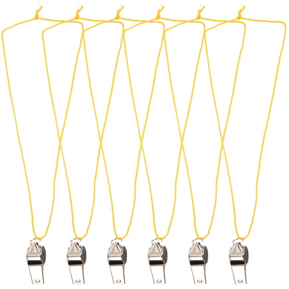 ELAYARD 6Pcs Portable Metal Sports Whistles with Lanyard for Hiking and Emergency