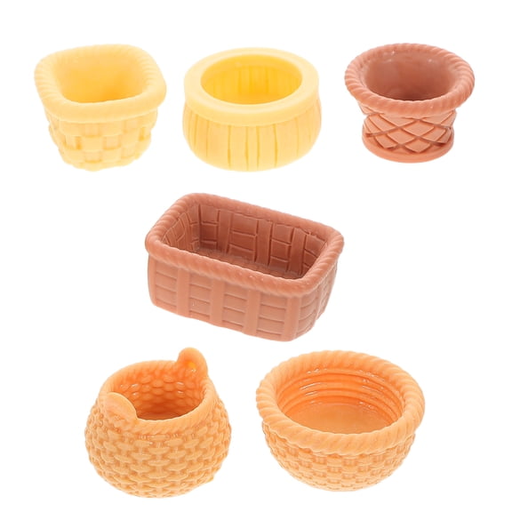 ELAYARD 6Pcs Tiny Fruit Baskets Resin Assorted Colors Compact Design for Model Photography Props