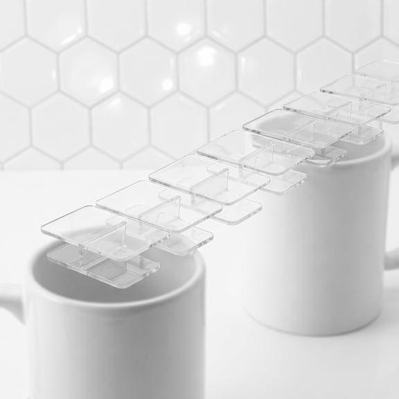 ELAYARD 6pcs Adjustable Coffee Mug Organizer Rack Plastic Drinkware Stacker