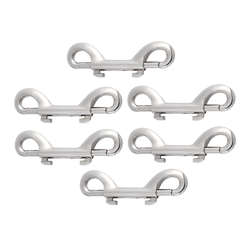 DanziX 6-Pack Double-Ended Bolt Snap Hooks + 6 Carabiner Clips – 2.75" & 2", Stainless Steel & Zinc Alloy, 110 Lb Load Limit
