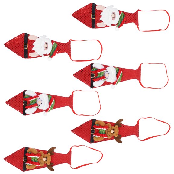 ELAYARD 6Pcs Mens Suit Ties Christmas Holiday Fabric Pattern Unique Party Accessory