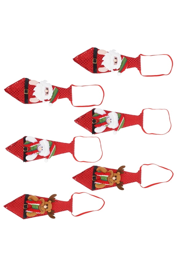 6Pcs Mens Suit Ties Christmas Holiday Fabric Pattern Unique Party Accessory