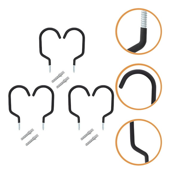ELAYARD 6-Pack Heavy Duty Iron Garage Bike Hooks for Hanging and Tools, Storage Hooks