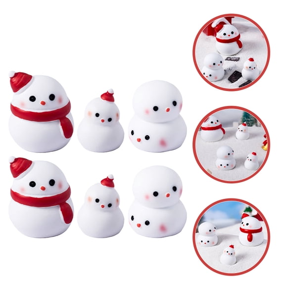 ELAYARD 6pcs Mini Snowman Figurines White For Christmas Tree Decor Charming Accessories