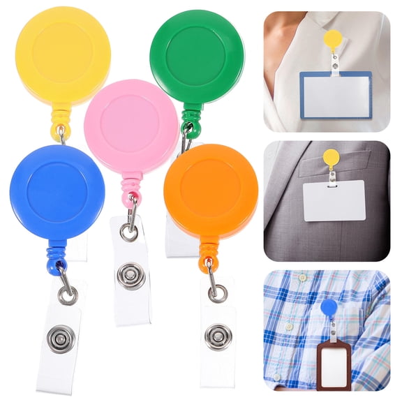 ELAYARD 6-Pack Retractable Badge Reel Clips with Assorted Colors, ID Card Holders for Work, Office, and Access
