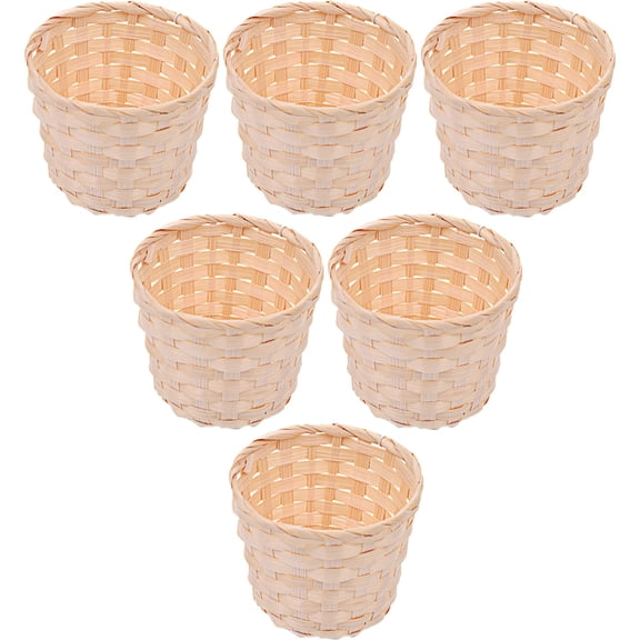 ELAYARD 6Pcs Small Beige Bamboo Woven Baskets Flower Basket for Easter Wedding Reception