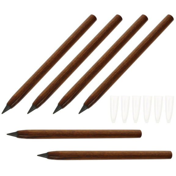 ELAYARD 6Pcs Reusable Everlasting Wood Pencils Chocolate Color Convenient Drawing Stationery