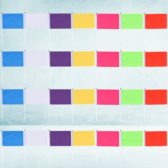 ELAYARD 70 Pcs Small Waving Flags Assorted Color Hand Held for Themed Parties