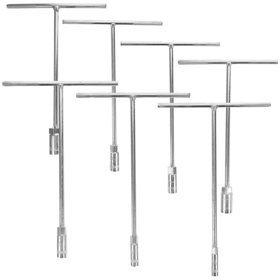 ELAYARD 7Pcs Chrome Vanadium Steel Socket Wrench Set with T Handle Plated Silver for Repair