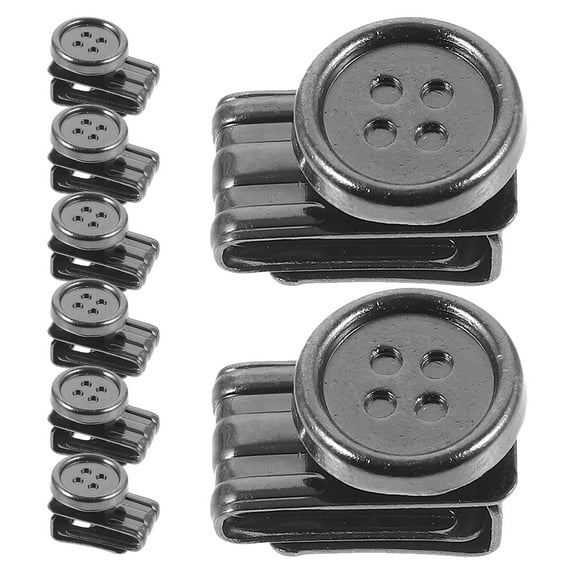 ELAYARD 8Pcs Metal No Sew Buttons for Suspenders Pants and Clothes Versatile Black