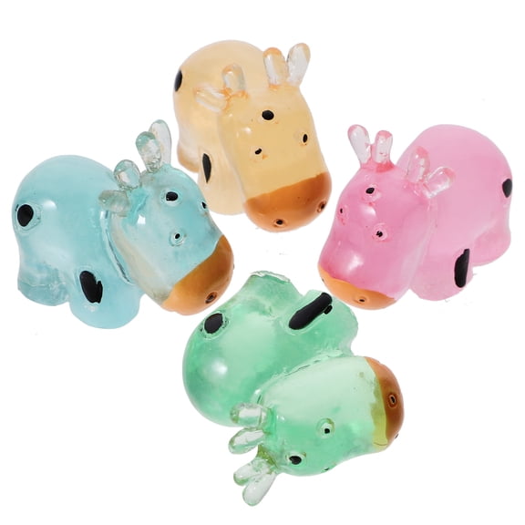 ELAYARD 8Pcs Small Cow Figurines Assorted Color Resin Material Lightweight Desktop Decor with Glow