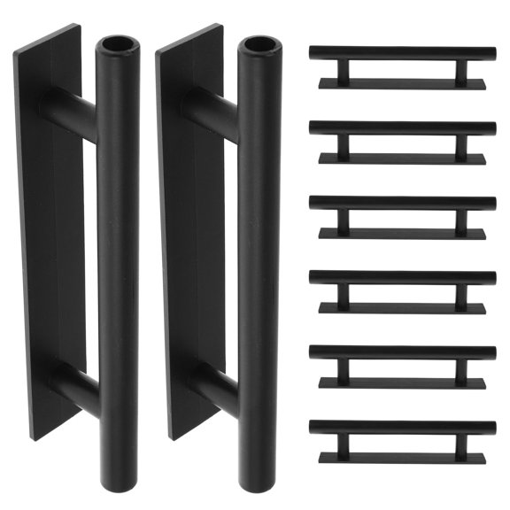 ELAYARD Black Self-Adhesive Window Pull Handles, No-Drill Stick- Grips for Sliding Doors, Cabinets, Drawers, Furniture