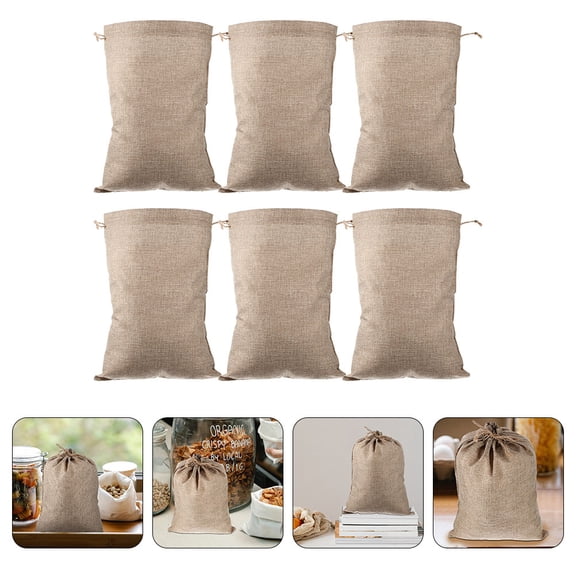 ELAYARD 8Pcs Multi-function Vegetable Bag with Drawstring Reusable Burlap for Household Users Outdoor