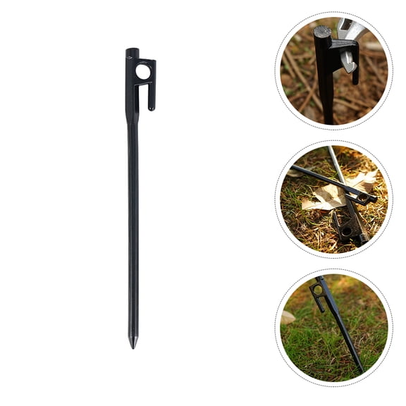 ELAYARD 8Pcs Black Cast Iron Tent Pegs Ground Nails for Outdoor Camping Safety and Garden Stakes