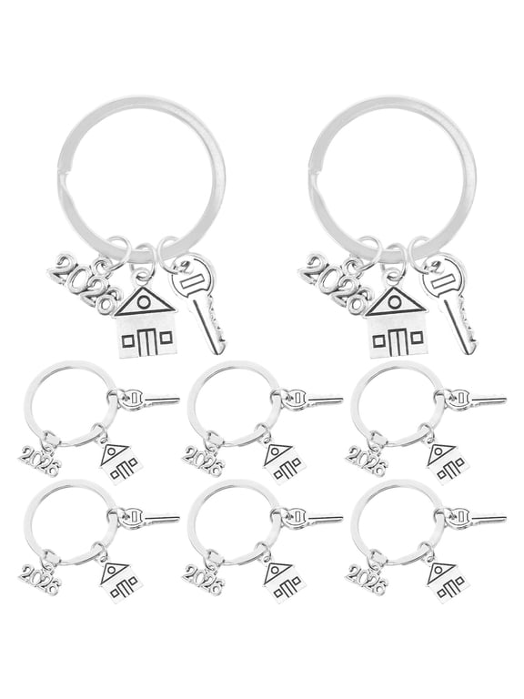 8Pcs House Shaped Keychain Metal New Home Gift for Couples and New Homeowners