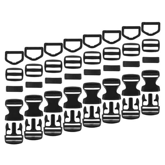 ELAYARD 8Sets Black Adjustable Pet Collar Buckle Kit Durable Quick Release Strap Hardware