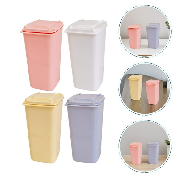 ELAYARD 8pcs Desk Garbage Can Rectangular PP Plastic for Desktop Organization and Candy