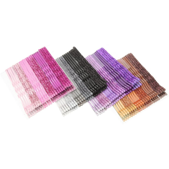 ELAYARD 96Pcs Assorted Color Glitter Powder Bobby Pins Metal Hairpins for Stylish Decoration